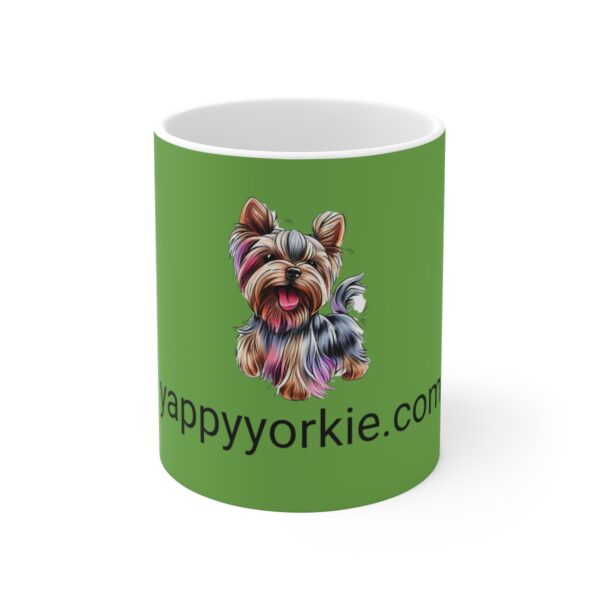 Green Happy Yorkie Ceramic Mug 11oz