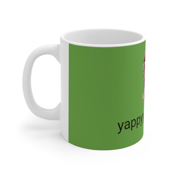 Green Happy Yorkie Ceramic Mug 11oz - Image 2