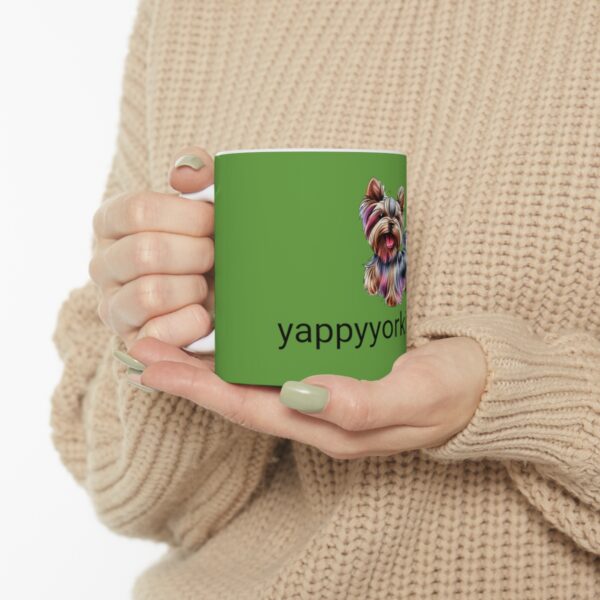 Green Happy Yorkie Ceramic Mug 11oz - Image 10