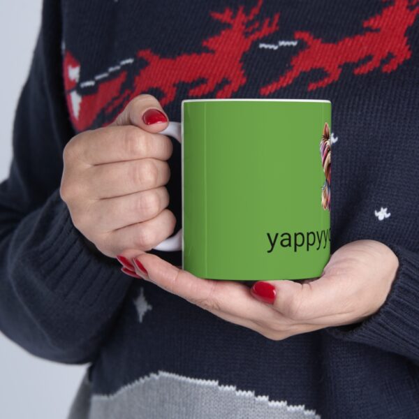 Green Happy Yorkie Ceramic Mug 11oz - Image 11