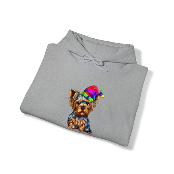 Unisex Heavy Blend™ Christmas Yorkie Grey Hooded Sweatshirt - Image 4