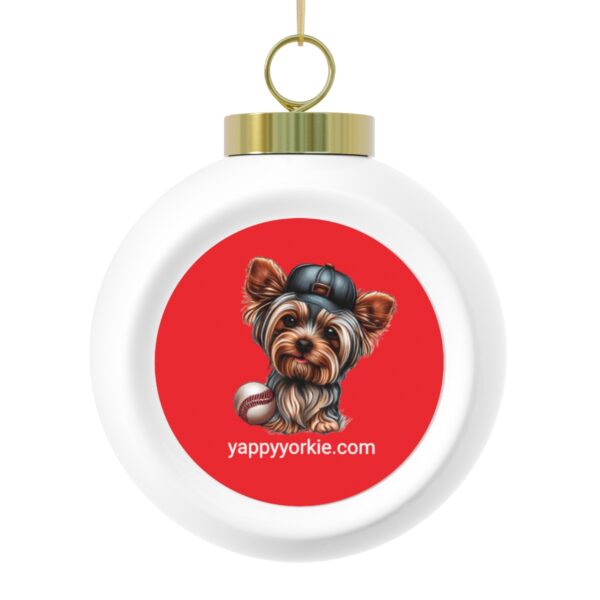 Yorkie Baseball Player Collectable Christmas Ball Ornament - Image 2