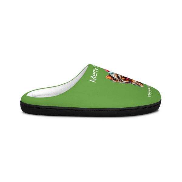 Women's Indoor Yorkie Christmas Slippers - Green - Image 2