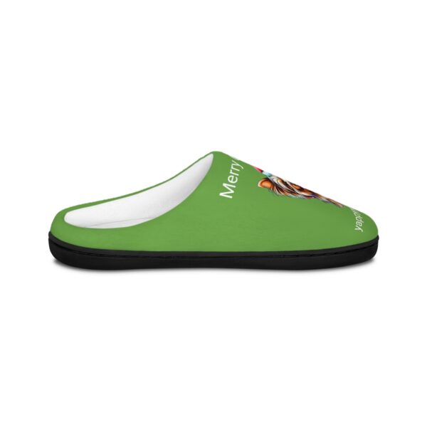 Women's Indoor Yorkie Christmas Slippers - Green - Image 5