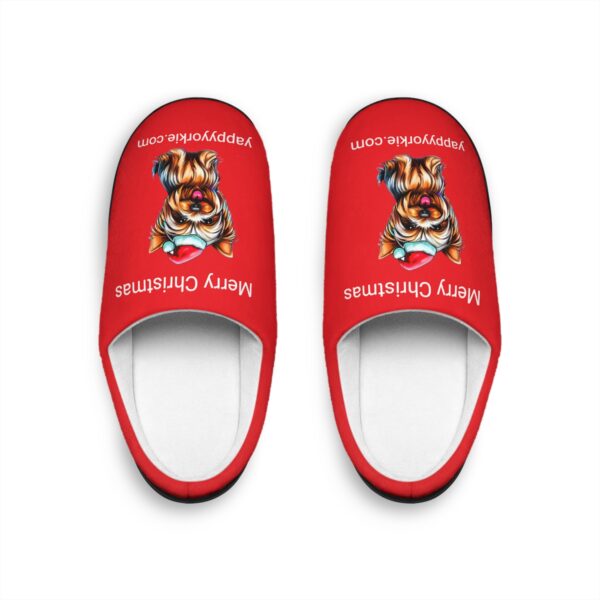 Women's Indoor Yorkie Christmas Slippers - Red