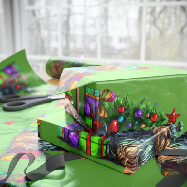 Yorkie Christmas Wrapping Papers - Green - Image 6