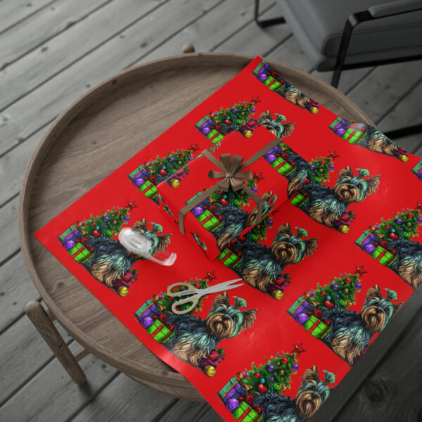 Yorkie Christmas Wrapping Papers - Red - Image 4