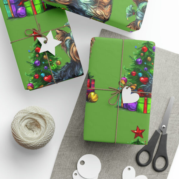 Yorkie Christmas Wrapping Papers - Green - Image 9