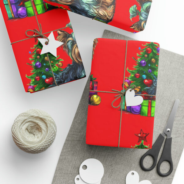 Yorkie Christmas Wrapping Papers - Red - Image 9