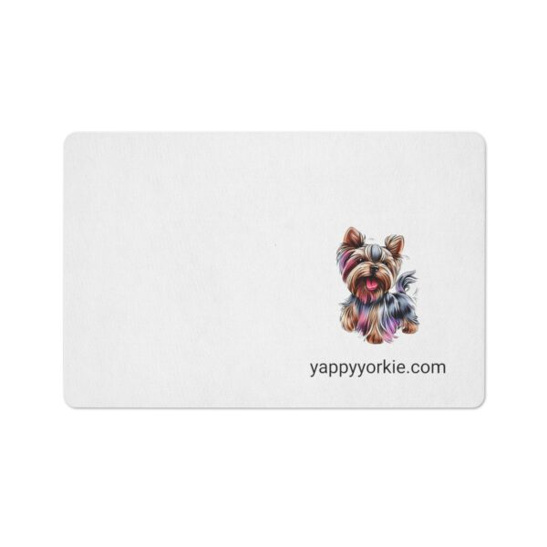 Yorkie Food and White Water Bowl Splash Mat