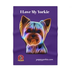 Colorful Yorkie Love Fleece Blanket